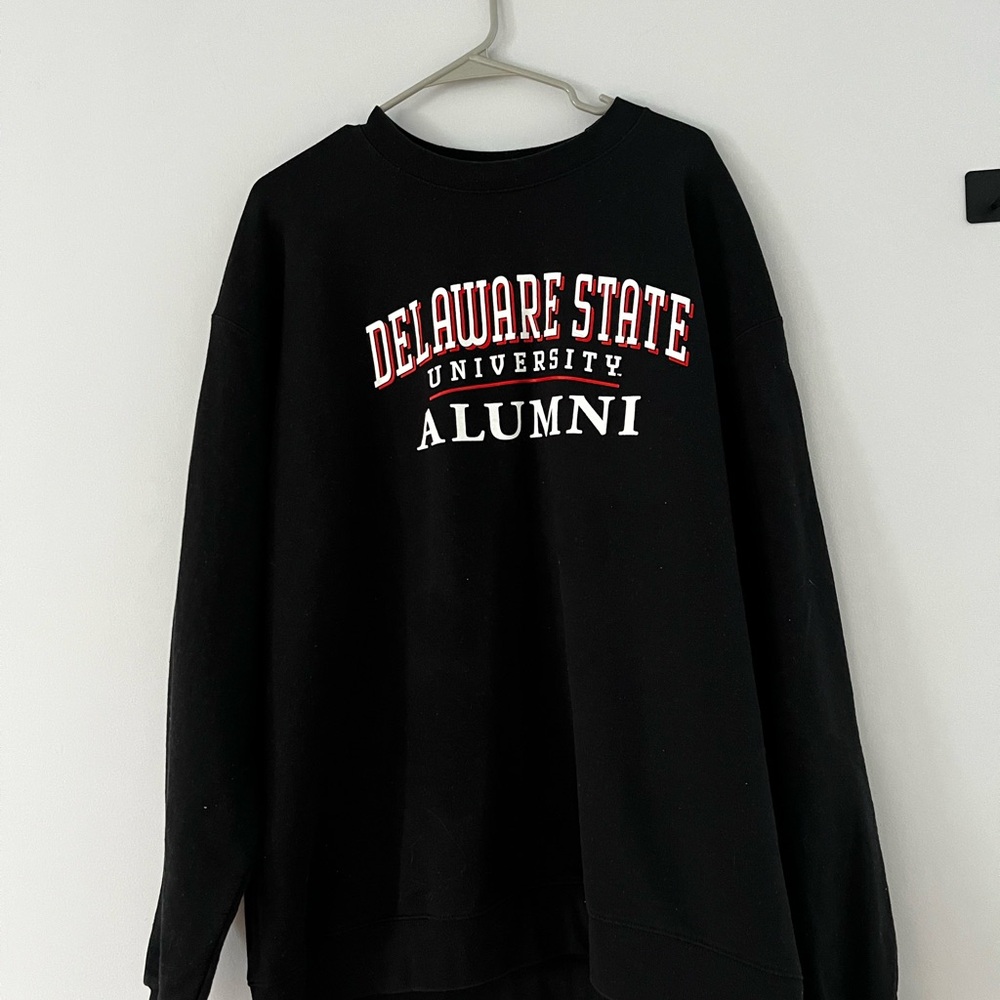 Champion Black Crewneck Sweatshirt with Blue and Red Logo